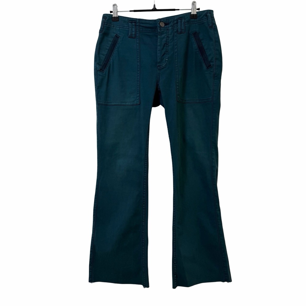 Anthropologie Pilcro Womens The Yaya Mid Rise Crop Flare Pant Size 26‎ Dark Teal